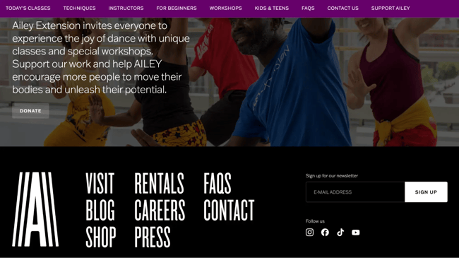 information architecture example: ailey extension
