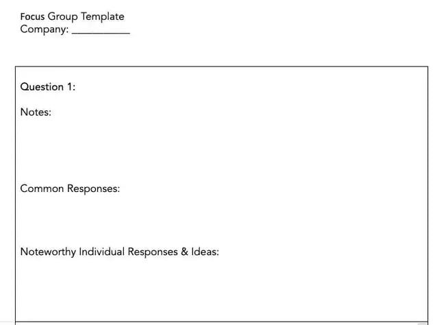 focus group template for market research