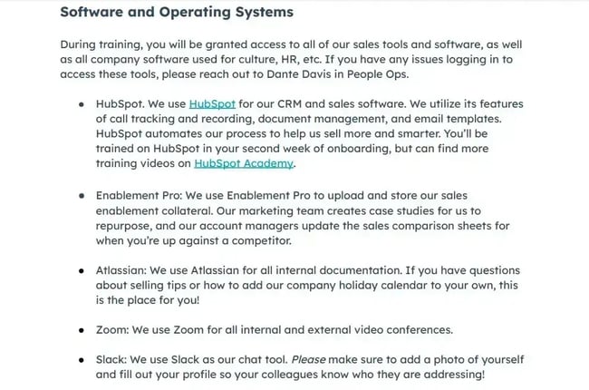 onboarding new sales reps: sales manual example from hubspot