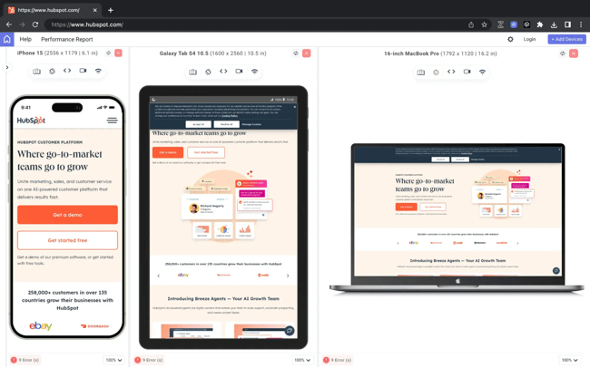 responsive design: testing websites on virtual devices