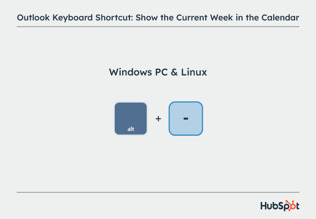 Microsoft Outlook shortcuts: Show the Current Week in the Calendar