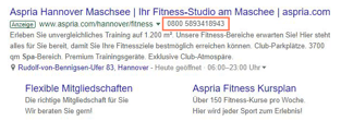 anruferweiterung in google ads zeigt die telefonnumer direkt an
