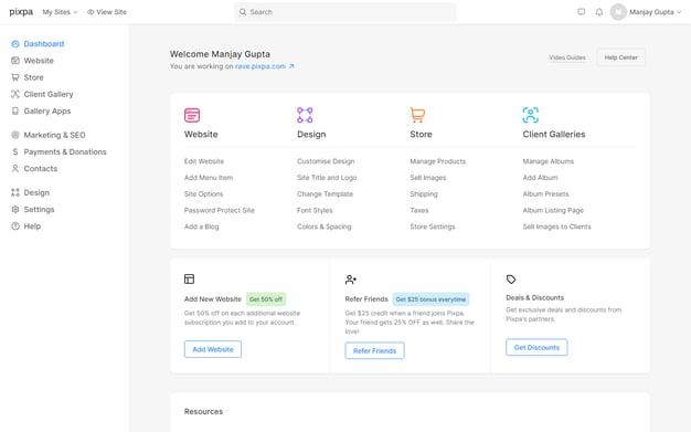 Pixpa-Studio-Dashboard