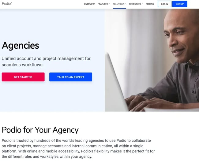 Podio is one of the best CRMs for marketing and creative agencies