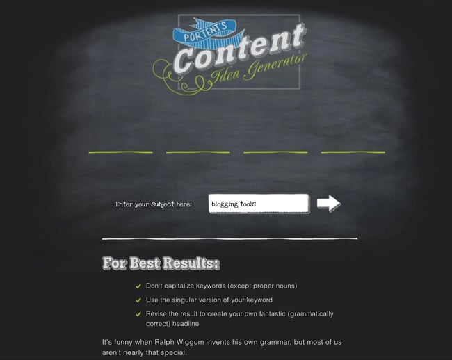 Portents content idea generator tool for bloggers