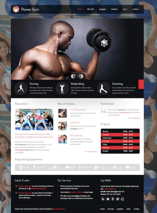 power gym Fitness WordPress theme