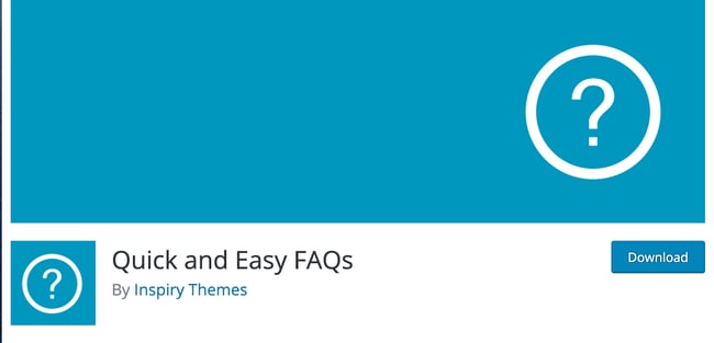 Blue background and question mark for Quick and Easy FAQ plugin download by inspiry themes