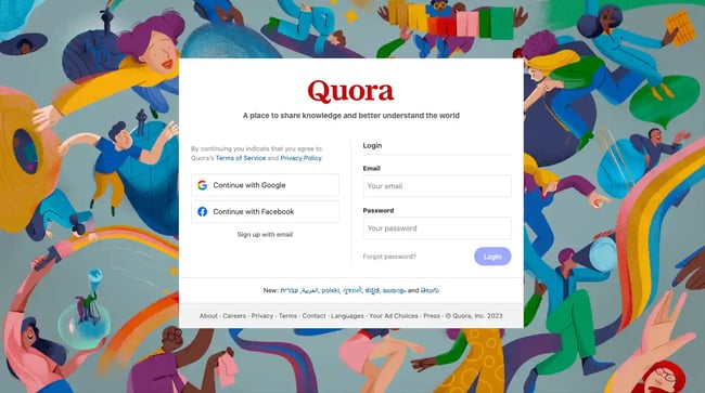 Quora dynamic website examples.
