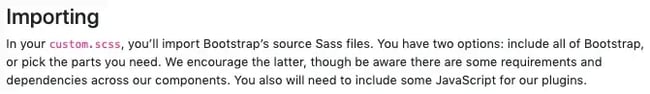 Recommendation to download only parts of Bootstrap in documentation