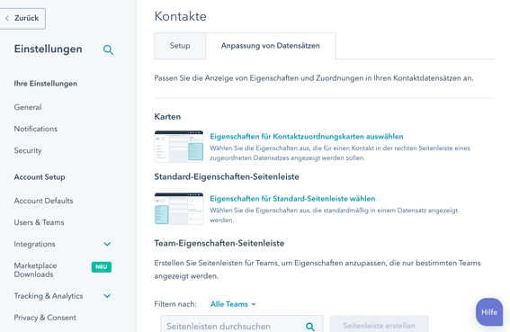 Anpassen der Ansicht von Datensätzen mit den Admin-Tools in HubSpot