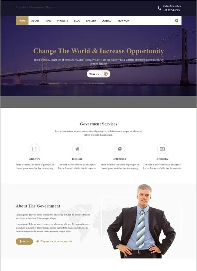 Republik is another brilliant theme that fits perfectly on any government agency site. 
