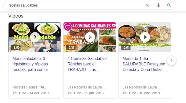 Resultados de Google en video