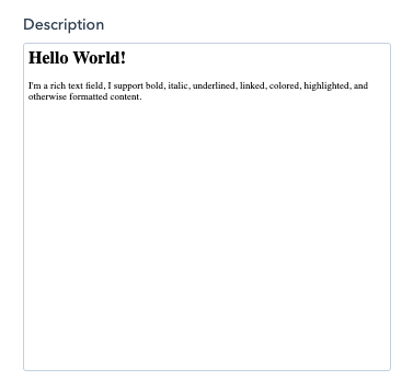 Rich Text field Rich Text field