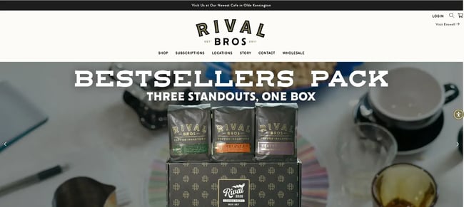 Rival Bros. coffee shop website design