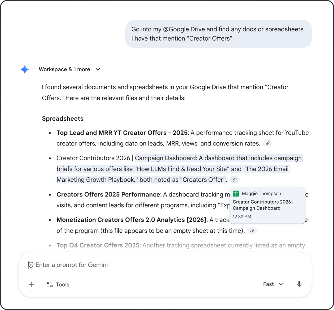 Google drive and gemini integration