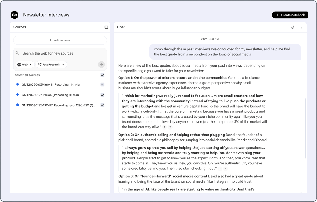 notebooklm and meeting notes
