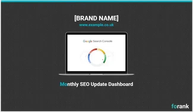 SEO reporting, screenshot of the title and summary page that I use in my SEO reporting