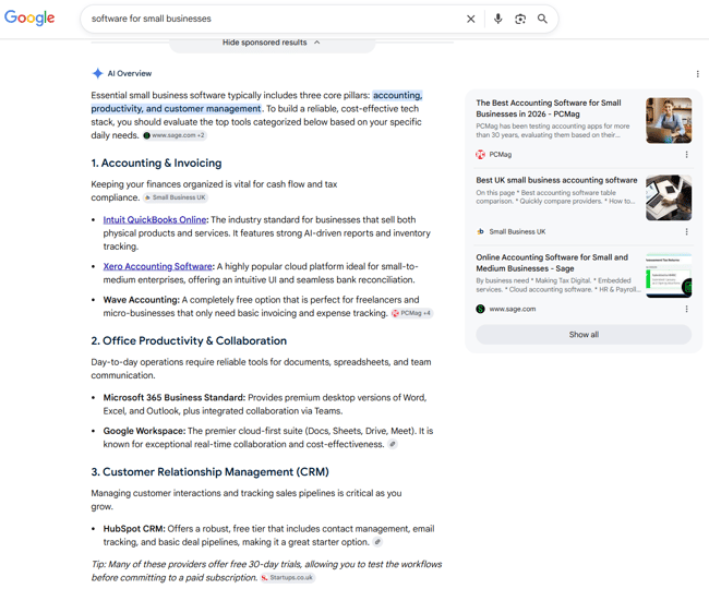 SEO trends in action, a Google AI Overview for