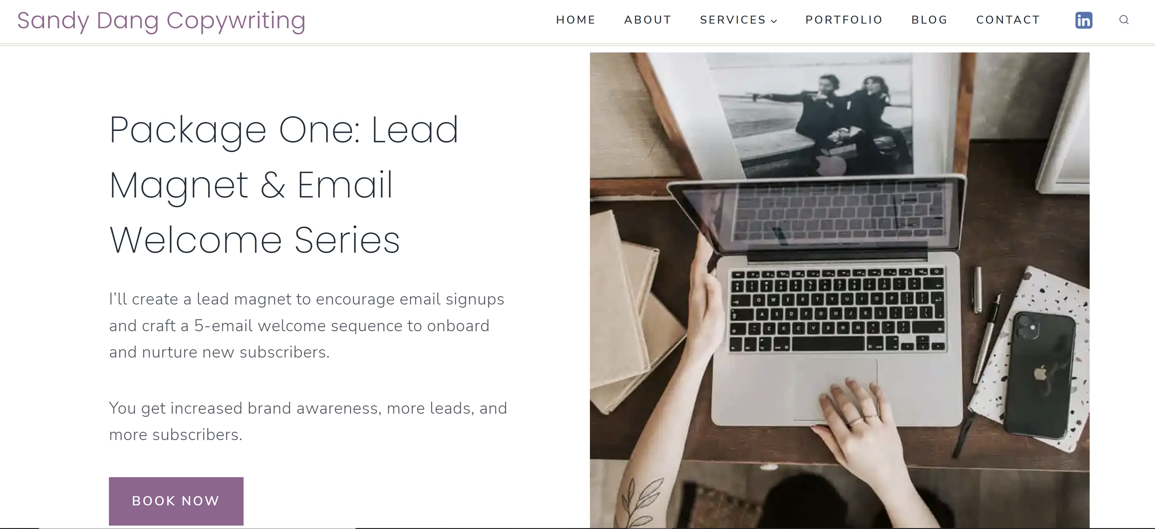 Copywriting portfolio example by Sandy Dang
