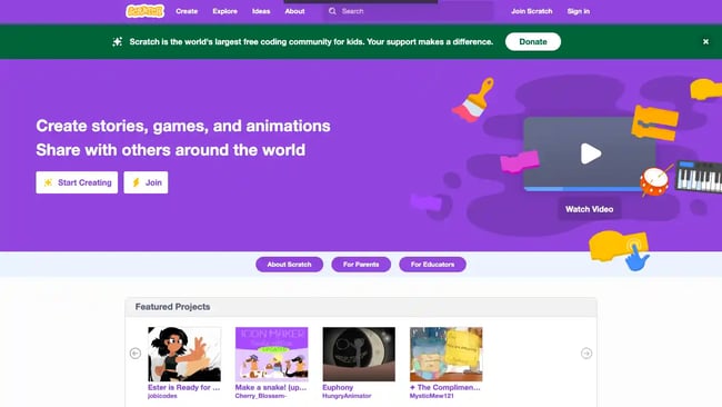 Scratch dynamic website examples