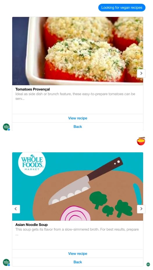 Whole Foods chatbot for marketing