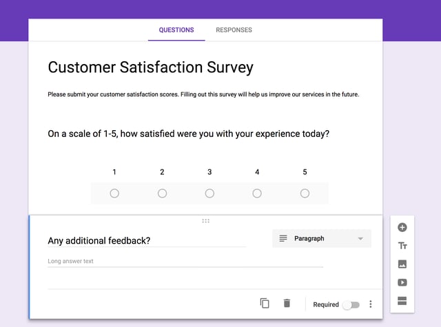 Google フォームによる顧客満足度調査