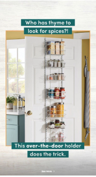 Wayfair highlights spice rack in Instagram Story