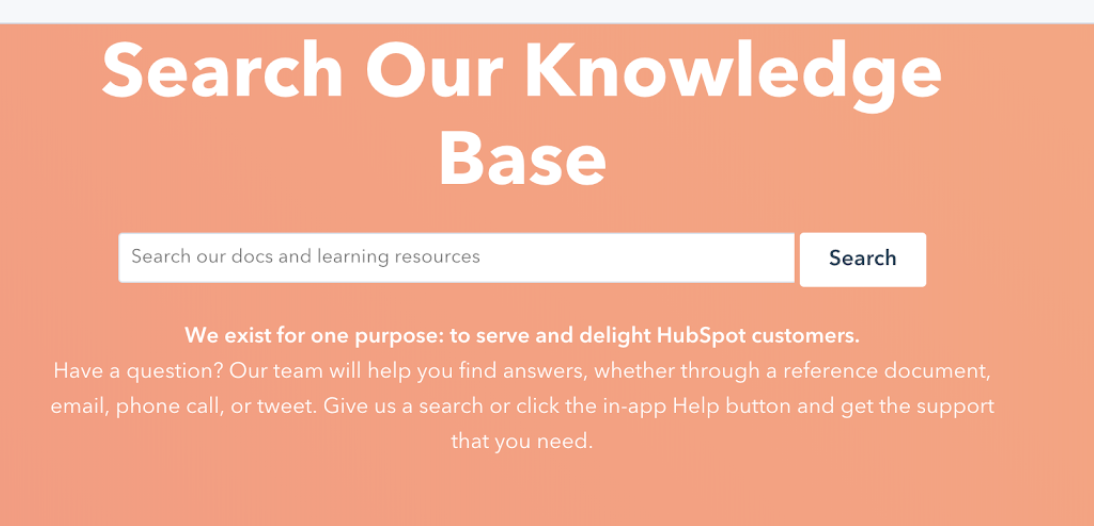 example of HubSpot web self service knowledge base