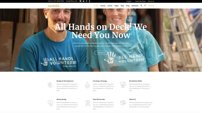 Volunteer demo in Goodwish WordPress theme