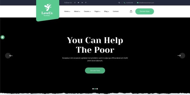 LoveUs theme demo WordPress theme for nonprofit organizations