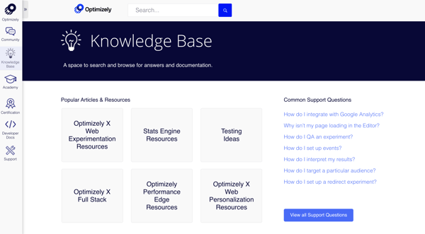 optimizely knowledge base