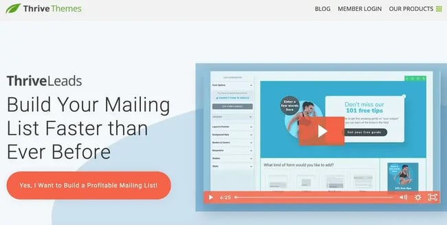 wordpress lead capture: thrive leads lead generation wordpress plugin