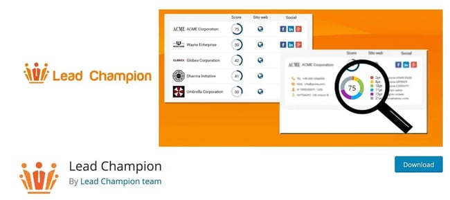 wordpress lead capture: lead chamption lead generation wordpress plugin