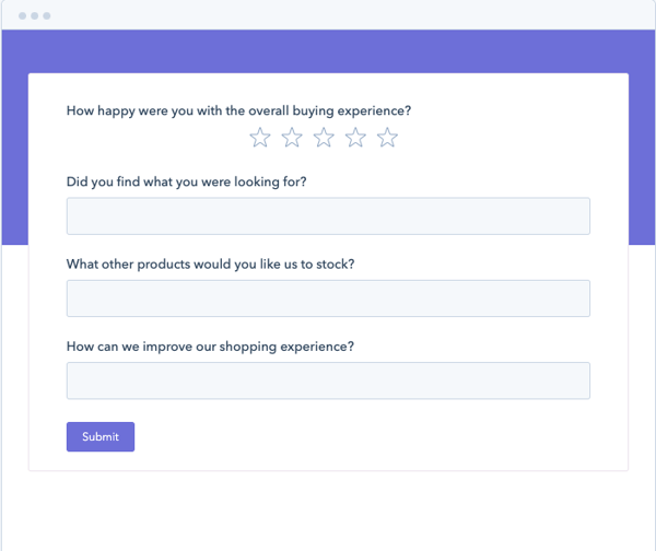 Screenshot of a sample feedback survey