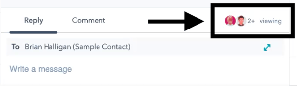 Contact message showing other user currently viewing that message
