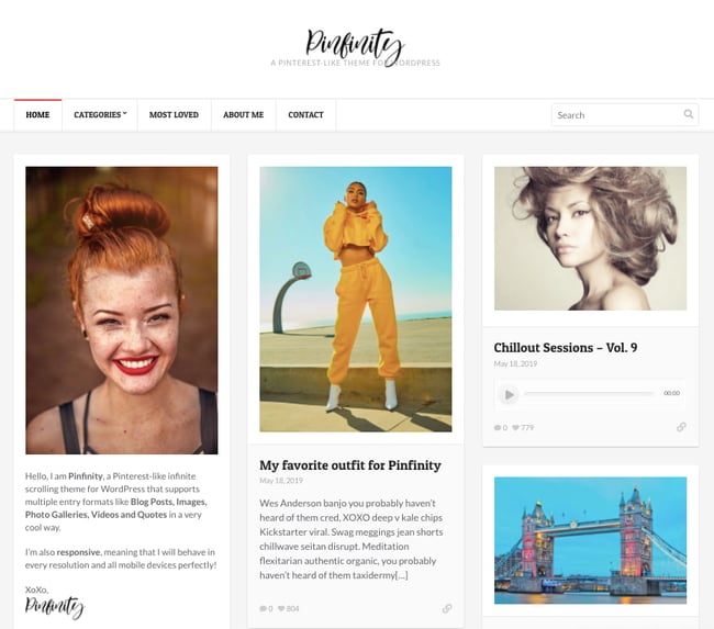 best pinterest-style wordpress theme: Pinfinity