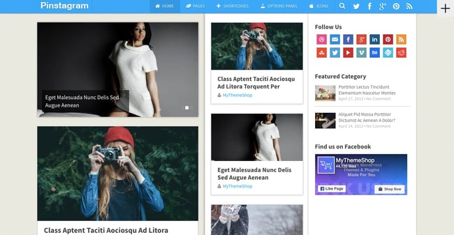best pinterest-style wordpress theme: Pinstagram