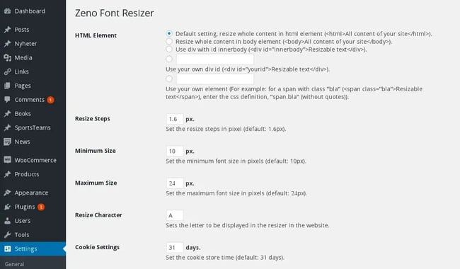 Zeno is one of the best font resizer plugins.