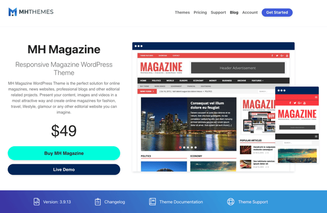 Fastest Loading WordPress Theme: MH Magazine