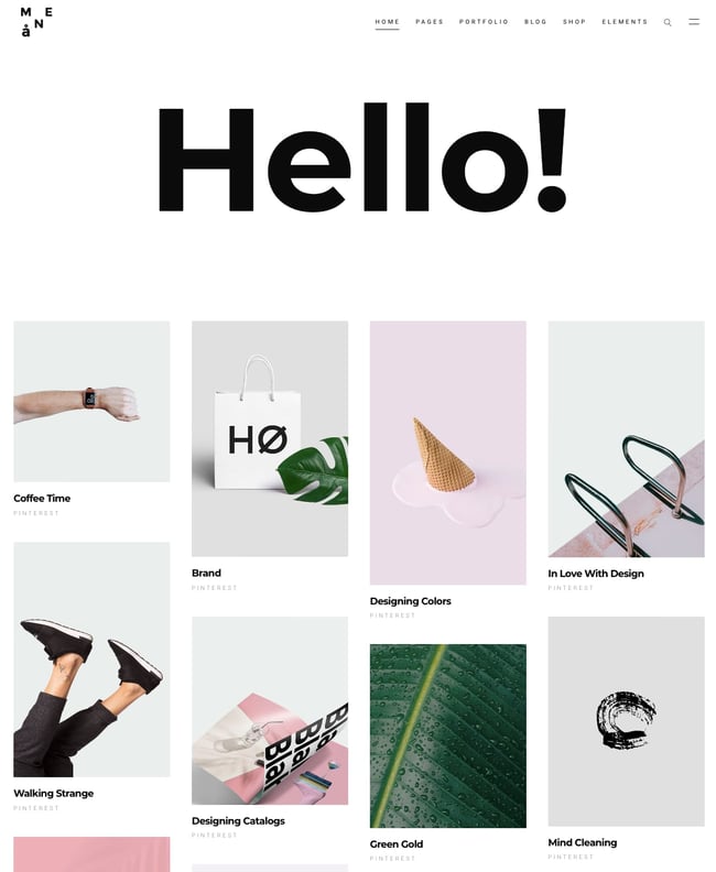 best pinterest-style wordpress theme: M?ne