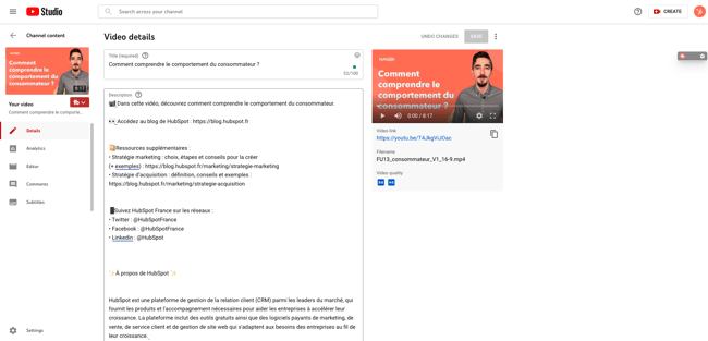 Rédiger la description YouTube
