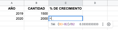 cómo calcular el porcentaje de crecimiento en excel