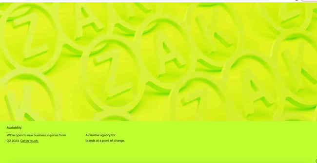 green websites ZAK studio shows lime green background 