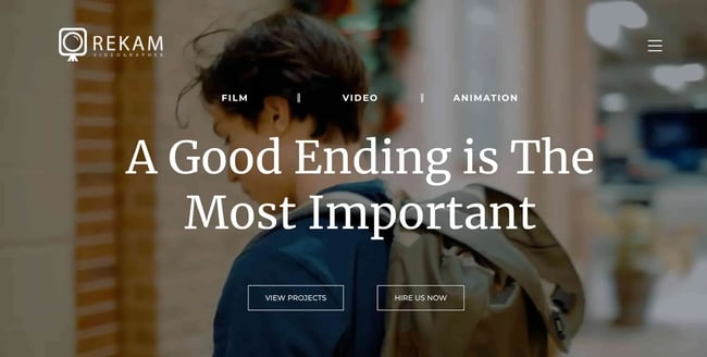 best videographer theme wordpress: rekam homepage sample. 