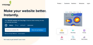 ux tools: crazy egg homepage