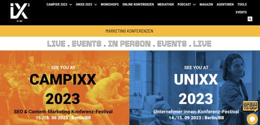 CAMPIXX Event-Website Beispiel