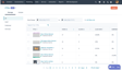 Table displaying various Call to Action (CTA) banners with columns for title, views, clicks, click rate, and submission rate, set against a light blue background with navigation options at the top.