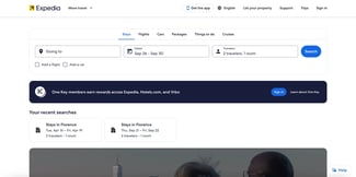 travel website design: expedia