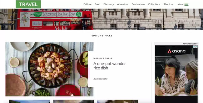 travel website design: BBC travel 