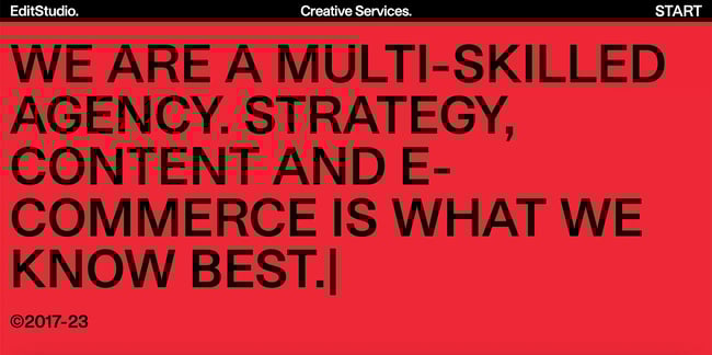 creative agency websites: editstudio homepage
